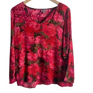 JJill floral long sleeve blouse top. Size M